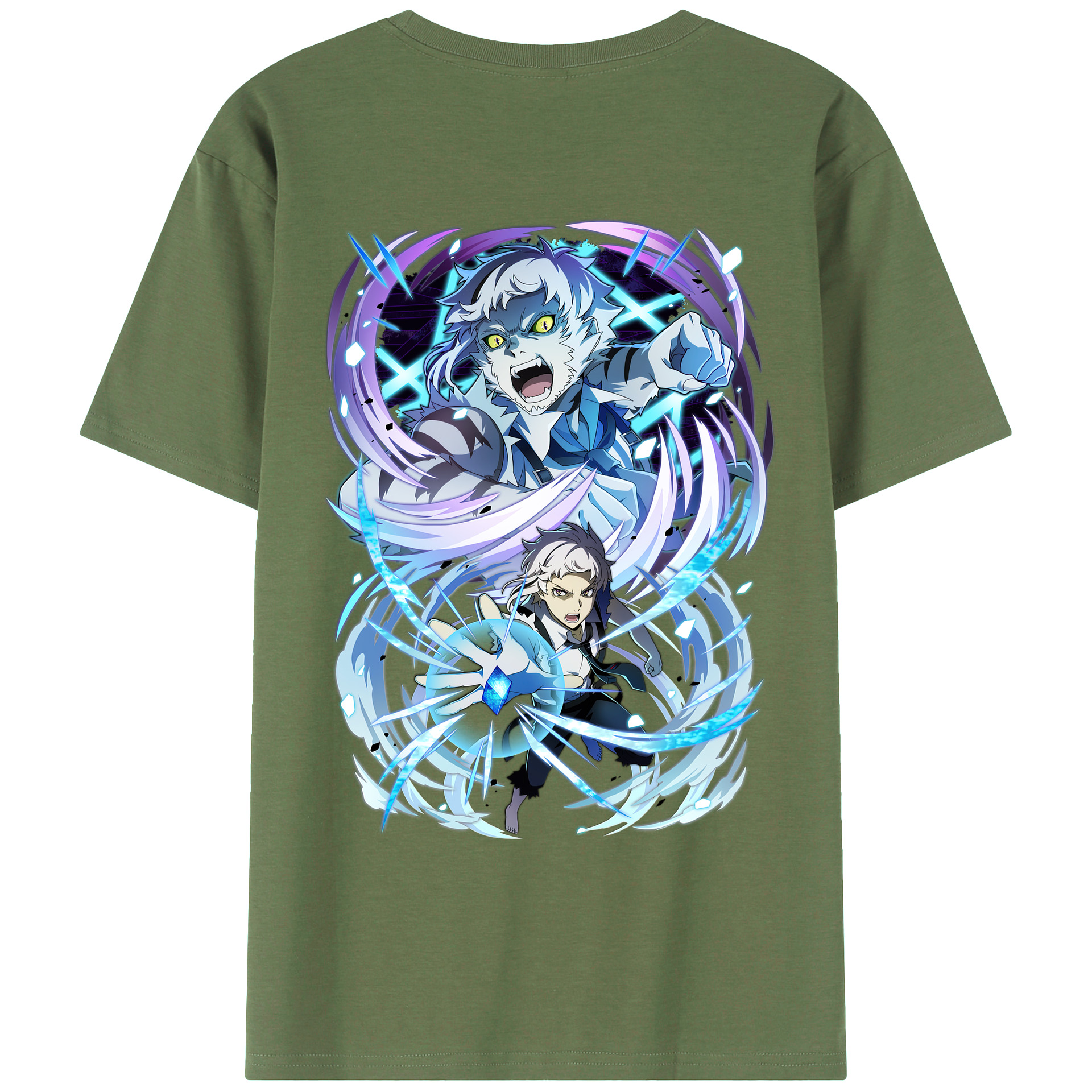 （画像用） 文豪ストレイドッグス Bungo Stray Dogs 綿100％ メンズ半袖Tシャツ（バックプリント） 通気性
